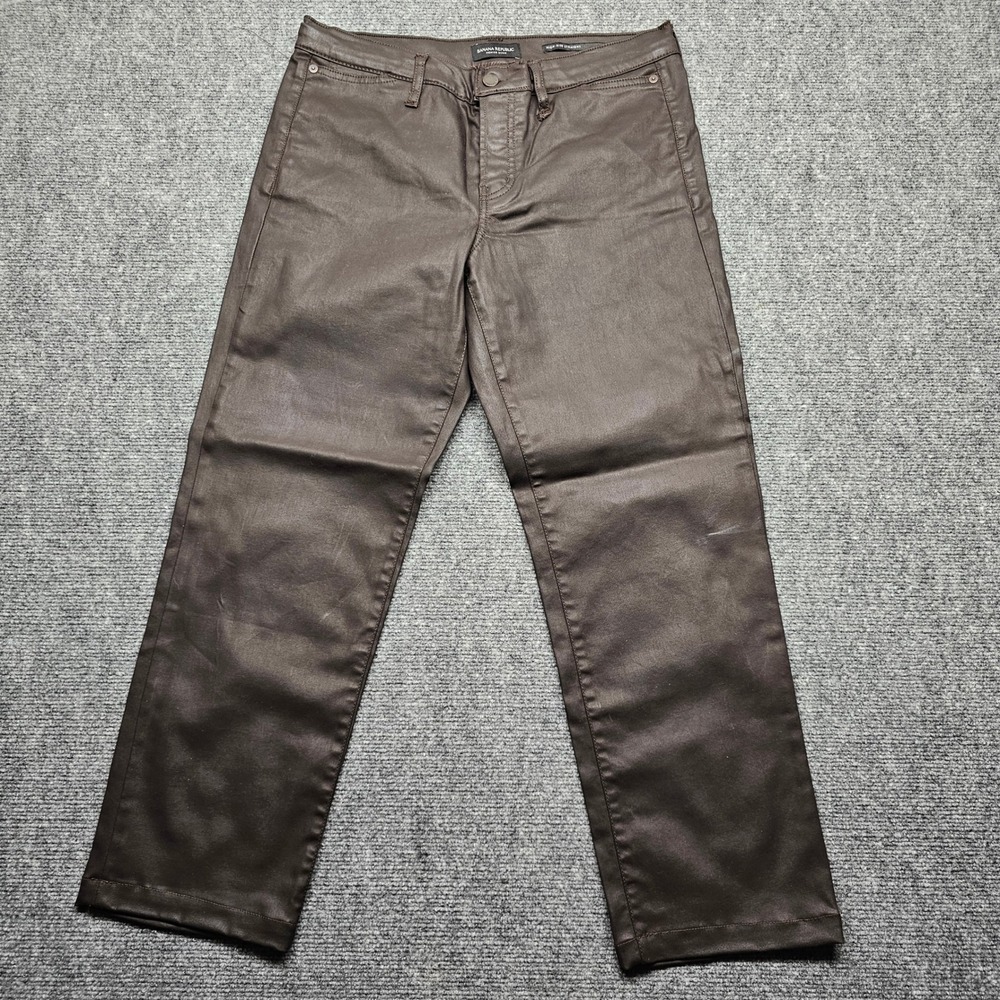 Banana Republic High Rise Straight Coated Jeans Brown Premium Denim 29